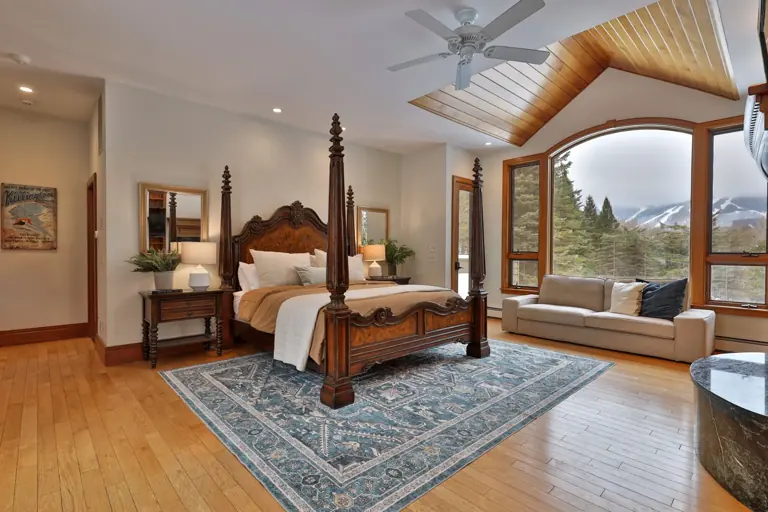 The primary suite with a view toward Killington